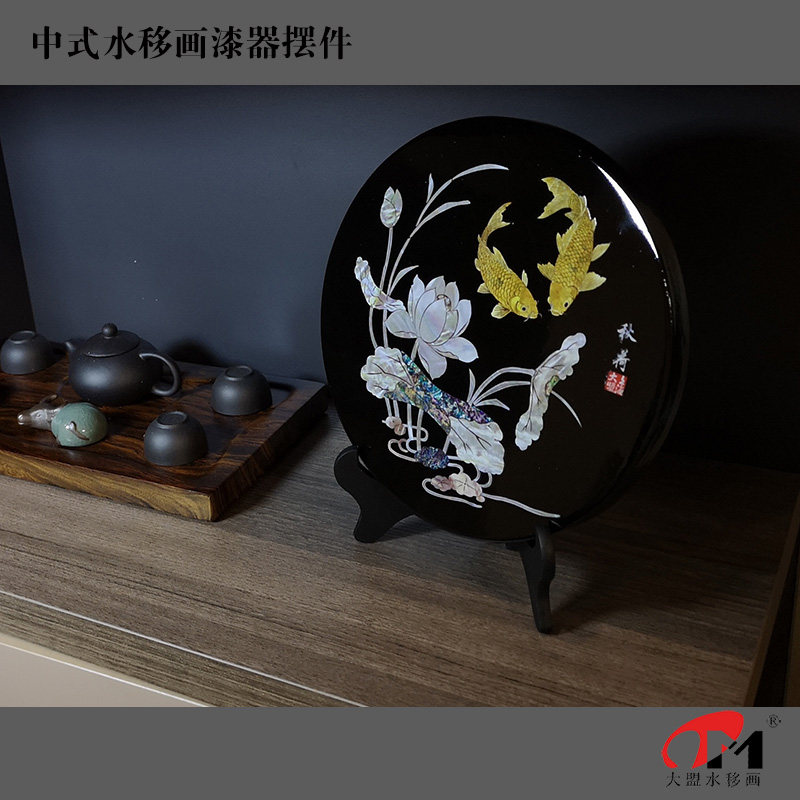 中式螺钿漆器摆件聚财风水礼品