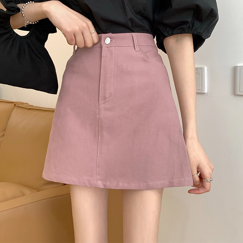 Full of live photos, new simple Wannian A-line casual three color skirt for women