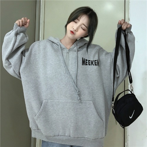 Real shot autumn dress new style thin letter Slouchy style hooded cover with velvet width