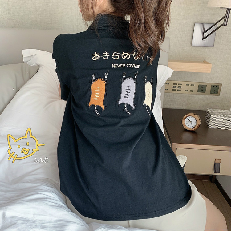 Real photo 2020 new summer clothing academy style printed letter Polo Shirt Short Sleeve T-Shirt female