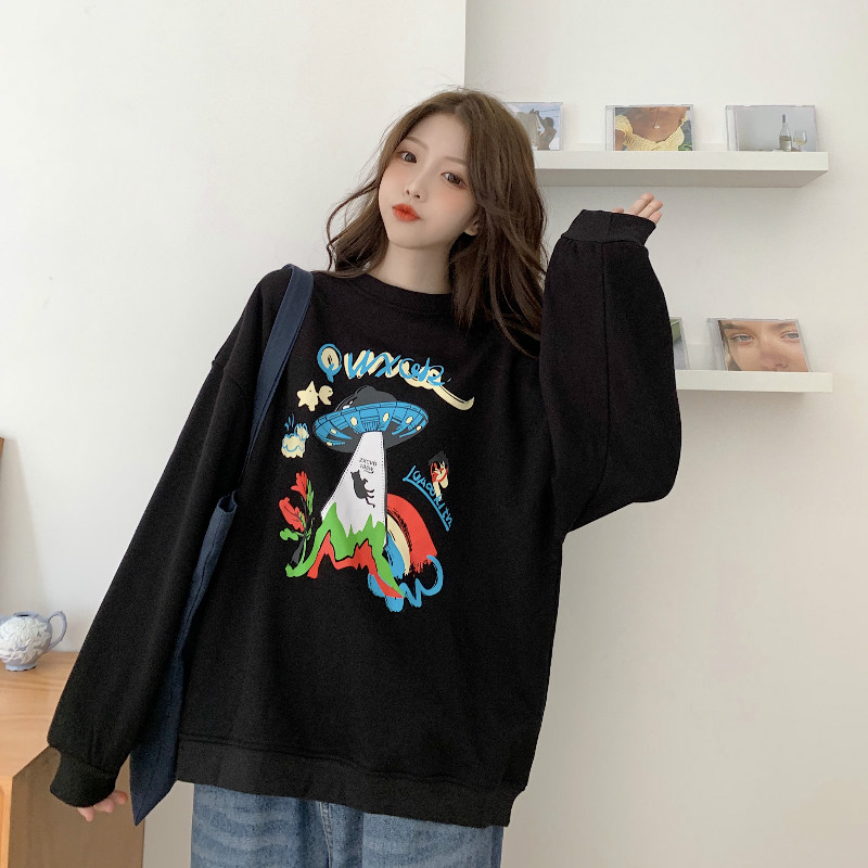 A new round neck cartoon print for spring dress