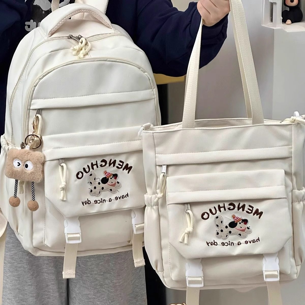 初中女生高中学生党双肩包简约休闲上学背包日系ins书包女 大容量