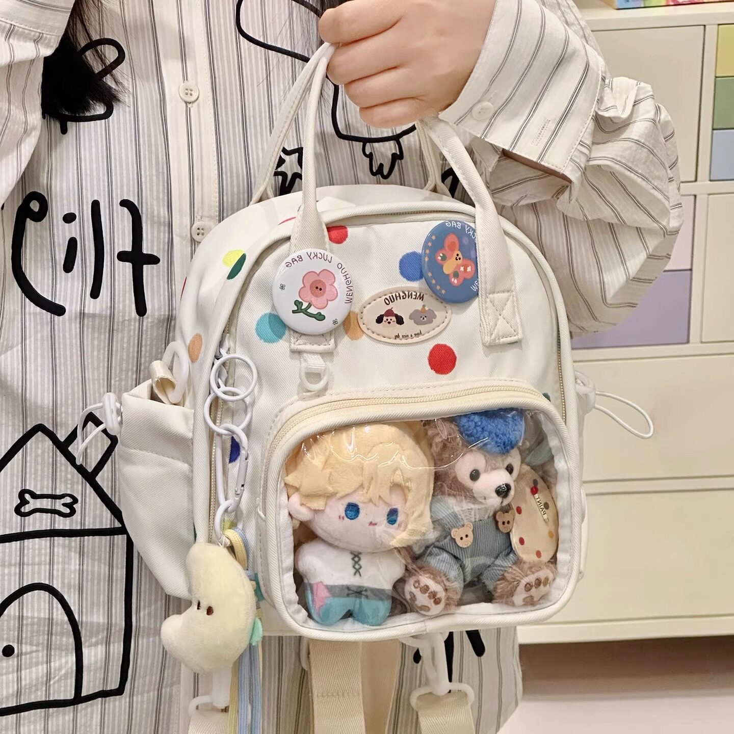 ins风休闲小食量痛包双肩包斜挎包 可爱少女学生小书包迷你小背包