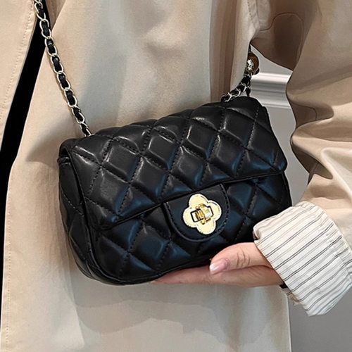 小众时尚菱格链条小方包