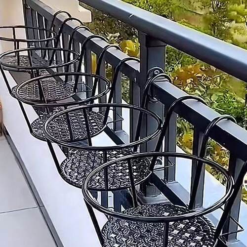 花架阳台悬挂式铁艺花篮栏杆护栏窗台绿萝吊兰花盆架家用置物挂架
