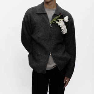 awiya shanghai No.17 高品线|羊毛翻领拉链开衫加厚长绒毛衣