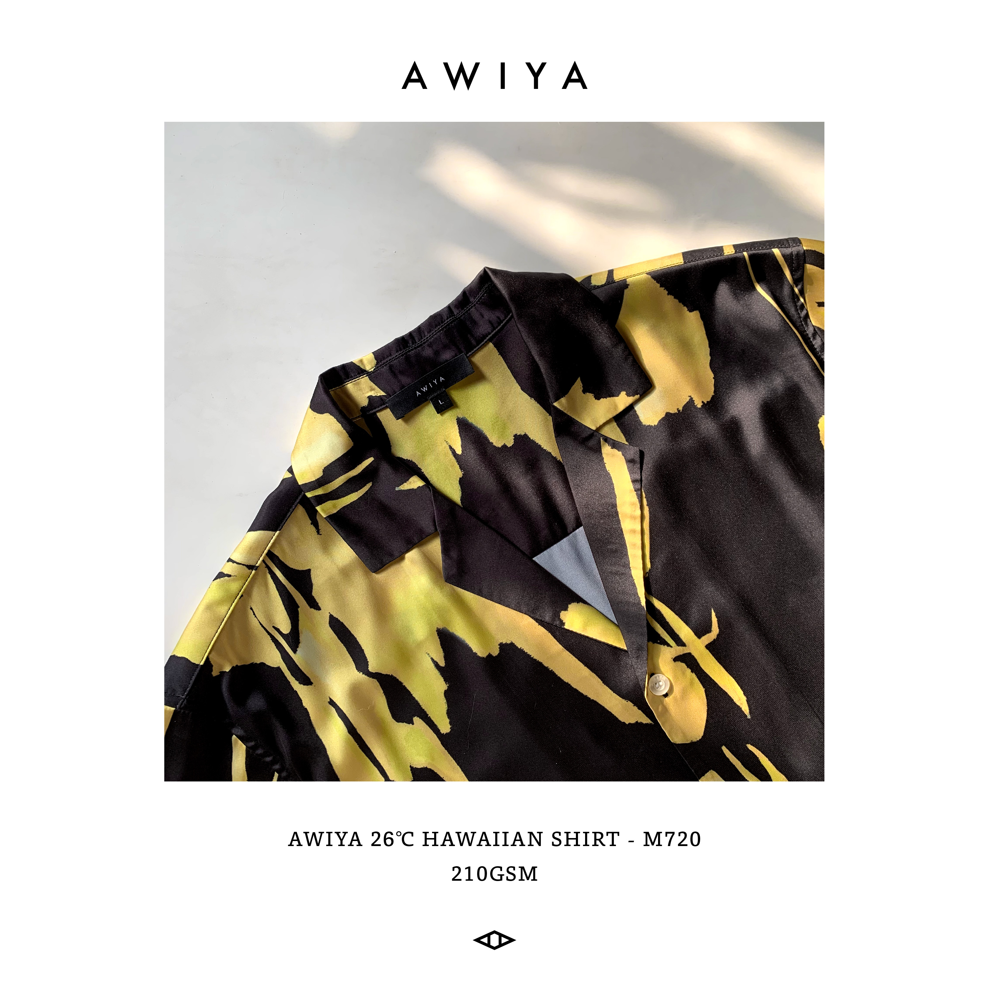 AWIYA璈雅 M720 HAWAIIAN SHIRT 26℃短袖缎面古巴领原创印花衬衣 男装 衬衫 原图主图