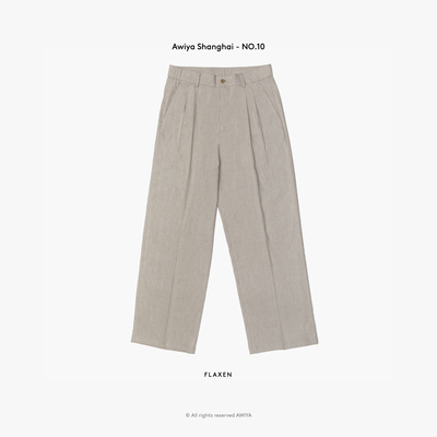 awiya shanghai No.10 高品线｜进口亚麻定制水洗双褶直筒休闲裤