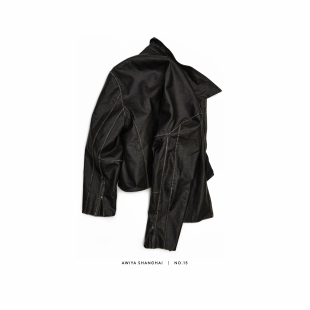 awiya shanghai No.15 高品线|水洗做旧拉链皮衣boxy版外套夹克