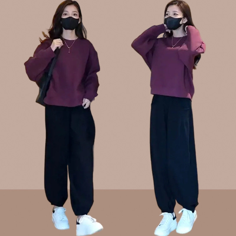 2024春秋季新款女士龄休闲运动套装显瘦卫衣卫裤搭配一整套爆款潮