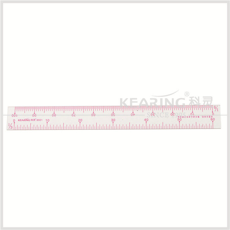 科灵正品8501比例直尺1:4和1:5 内置式刻度 服装用的尺子透明材质