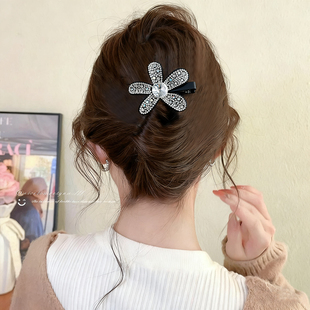满钻花朵发夹女花嫣刘海夹侧边一字夹子头饰高级感碎发鸭嘴夹发卡