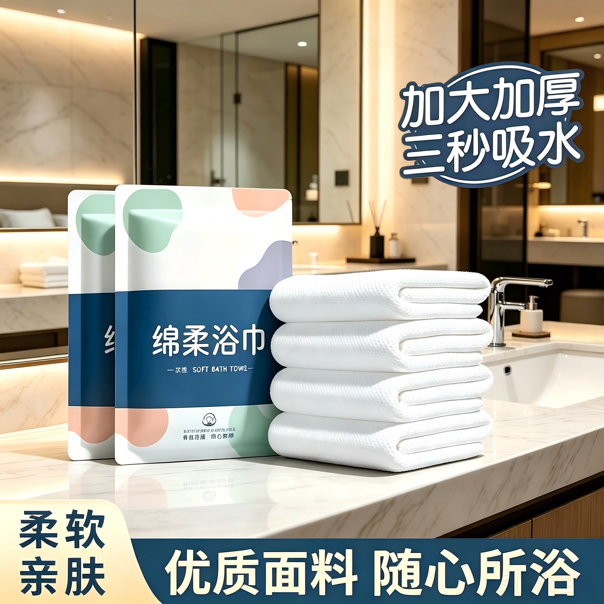 一次性浴巾旅行独立包装加大加厚吸水毛巾压缩外出旅游酒店用品