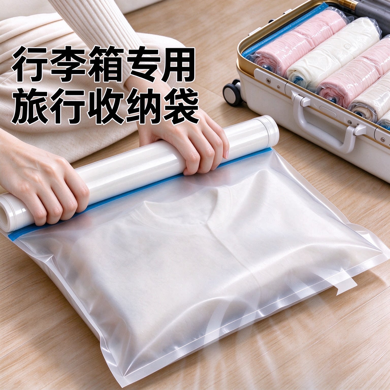 免抽气手卷旅行压缩袋