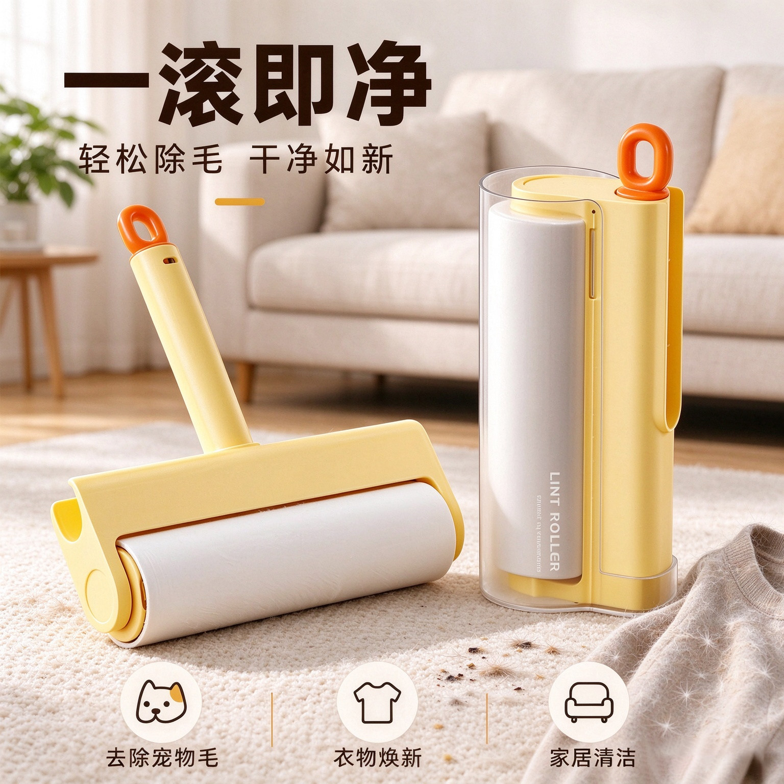 可折叠多功能粘毛器刷毛器头发清理神器滚筒衣服沾去毛粘尘卷纸