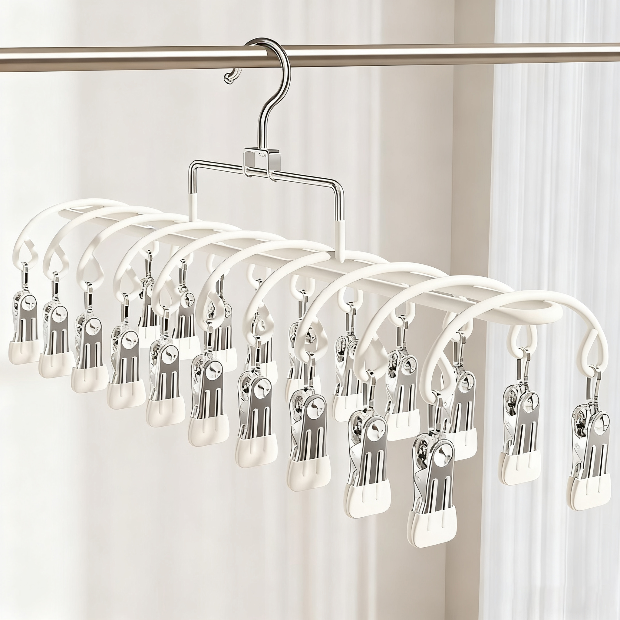 不锈钢多夹子袜子晾晒架防风衣架婴儿袜夹家用阳台晾内衣内裤神器