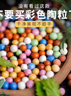 彩色陶粒花用垫底铺面石盆栽透气水培花卉多肉营养土种花陶土粒球