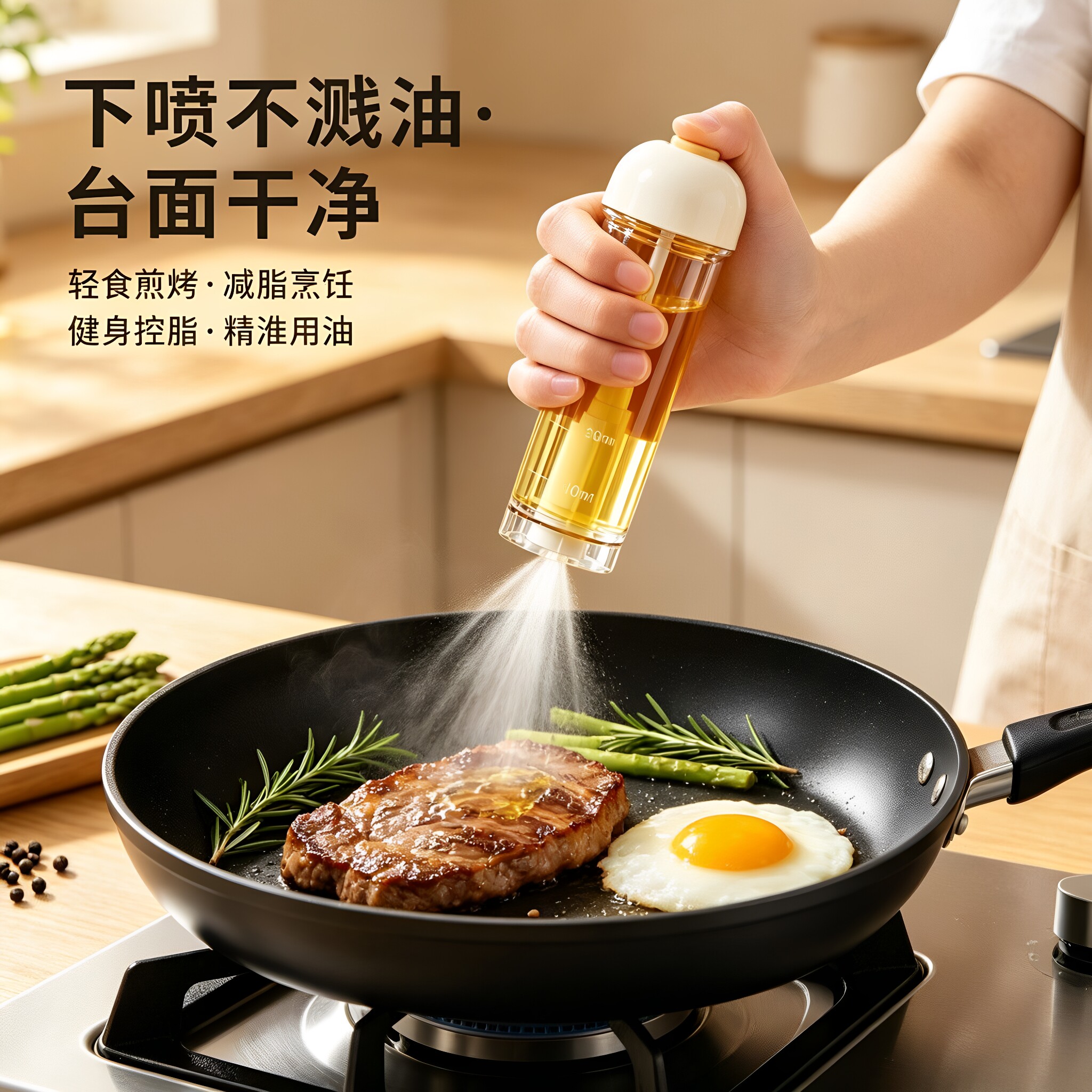 下喷式喷油瓶厨房家用食品级喷雾式油瓶垂直雾化控油烧烤喷油壶