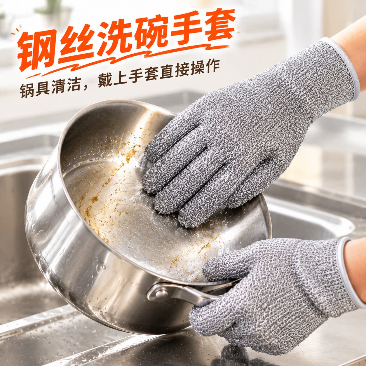 钢丝洗碗手套厨房家务加长加厚