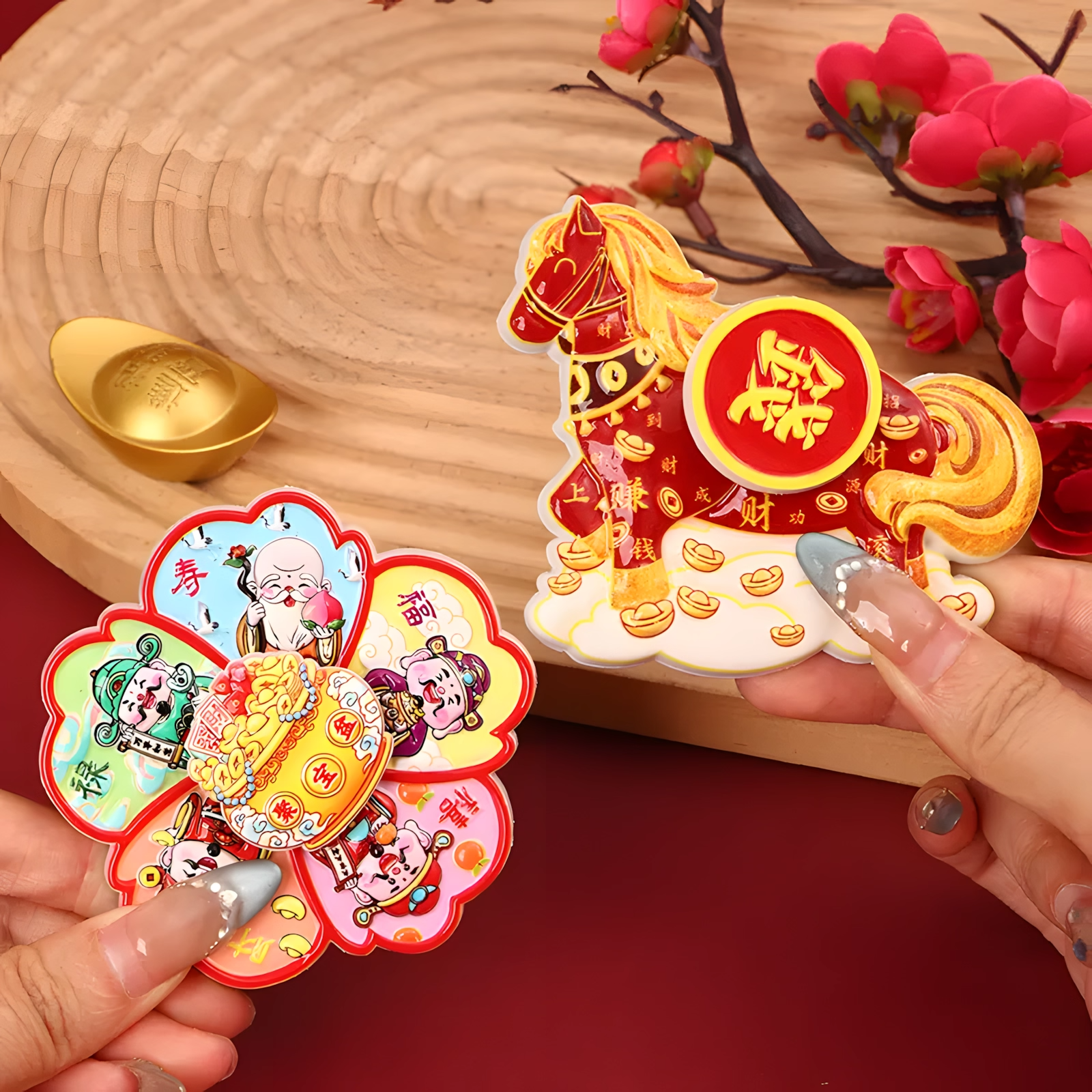 马上转钱磁吸冰箱贴 卡通可爱旋转冰箱贴招财纳福治愈装饰贴