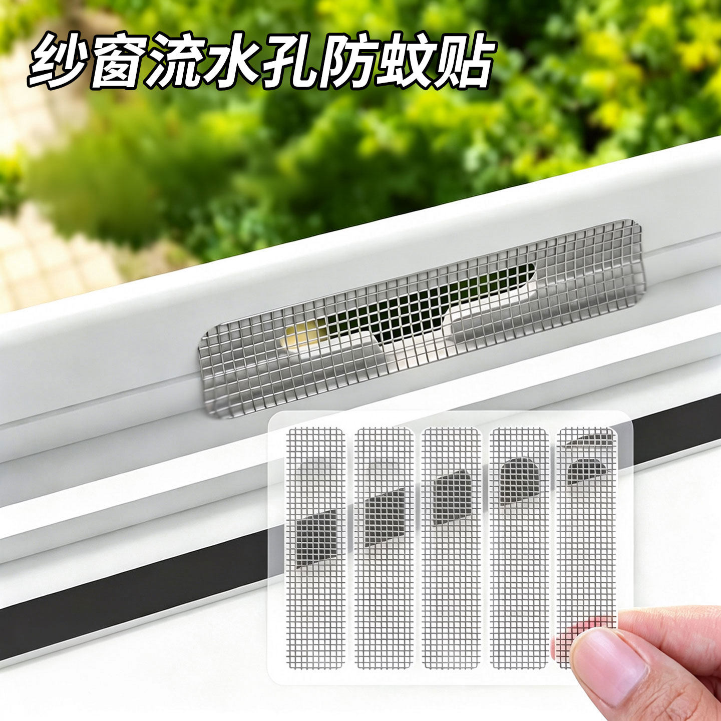 流水孔防蚊贴纱窗修补贴推拉门窗自粘防蚊贴纸窗户排水口漏水孔贴