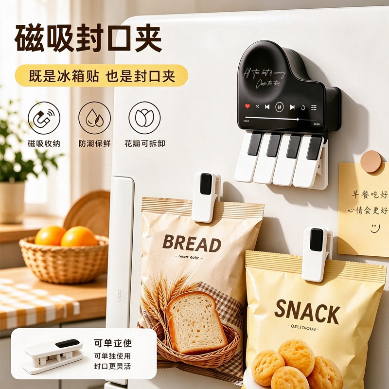 食品封口夹保鲜塑料袋专用磁吸