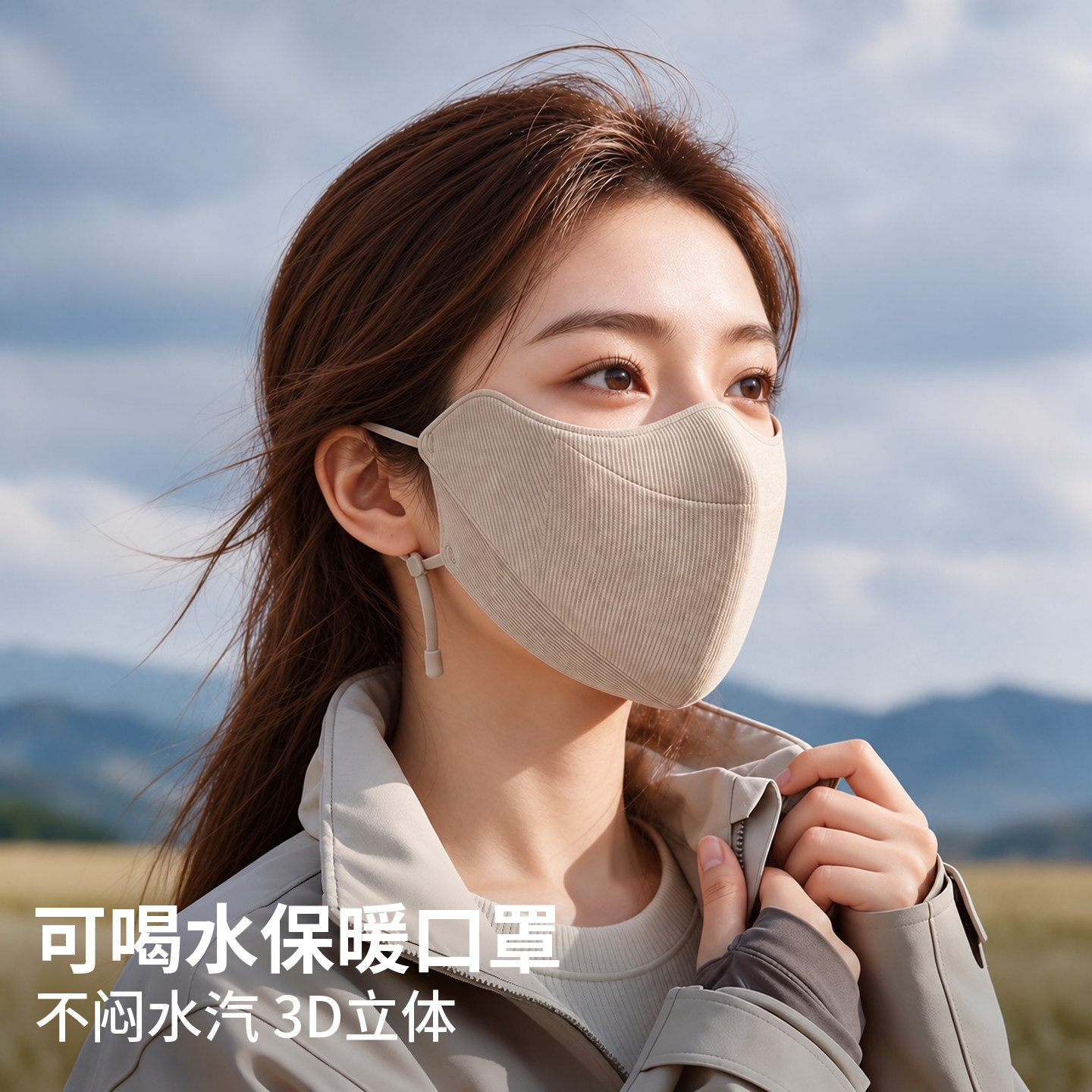 保暖口罩可喝水款防风防寒加厚