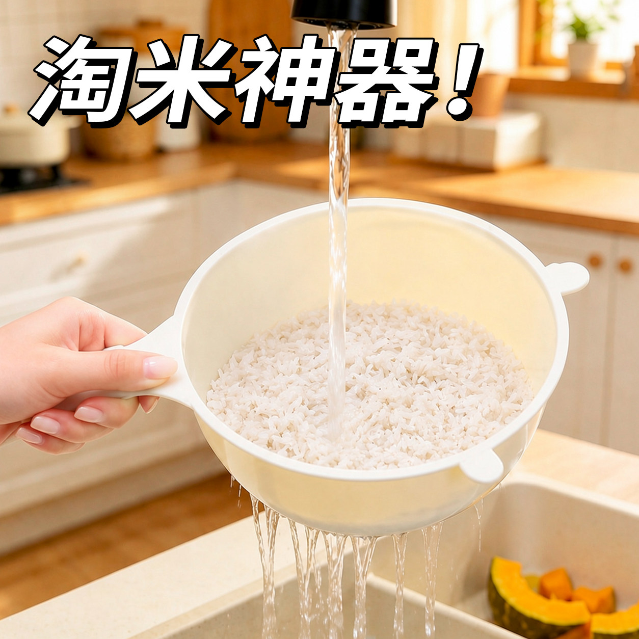 淘米神器沥水勺多功能过滤网厨房洗水果洗菜沥水篮豆浆茶叶过滤勺