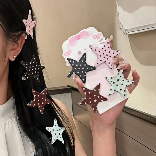 甜妹少女星星发夹卡通百搭少女碎发鸭嘴夹网红星星图案刘海夹发卡