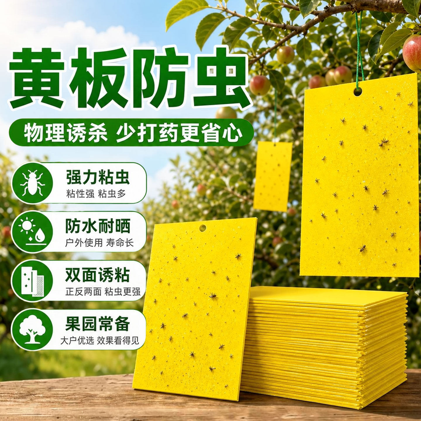 黄板双面粘虫板黄蓝蓟马小黑飞沾果蝇诱捕器粘板蚊子强力飞虫纸贴