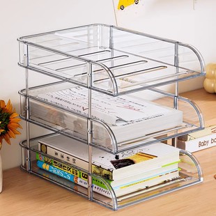桌面书桌收纳置物架办公室文件书本分层收纳盒学生学科分类收纳架