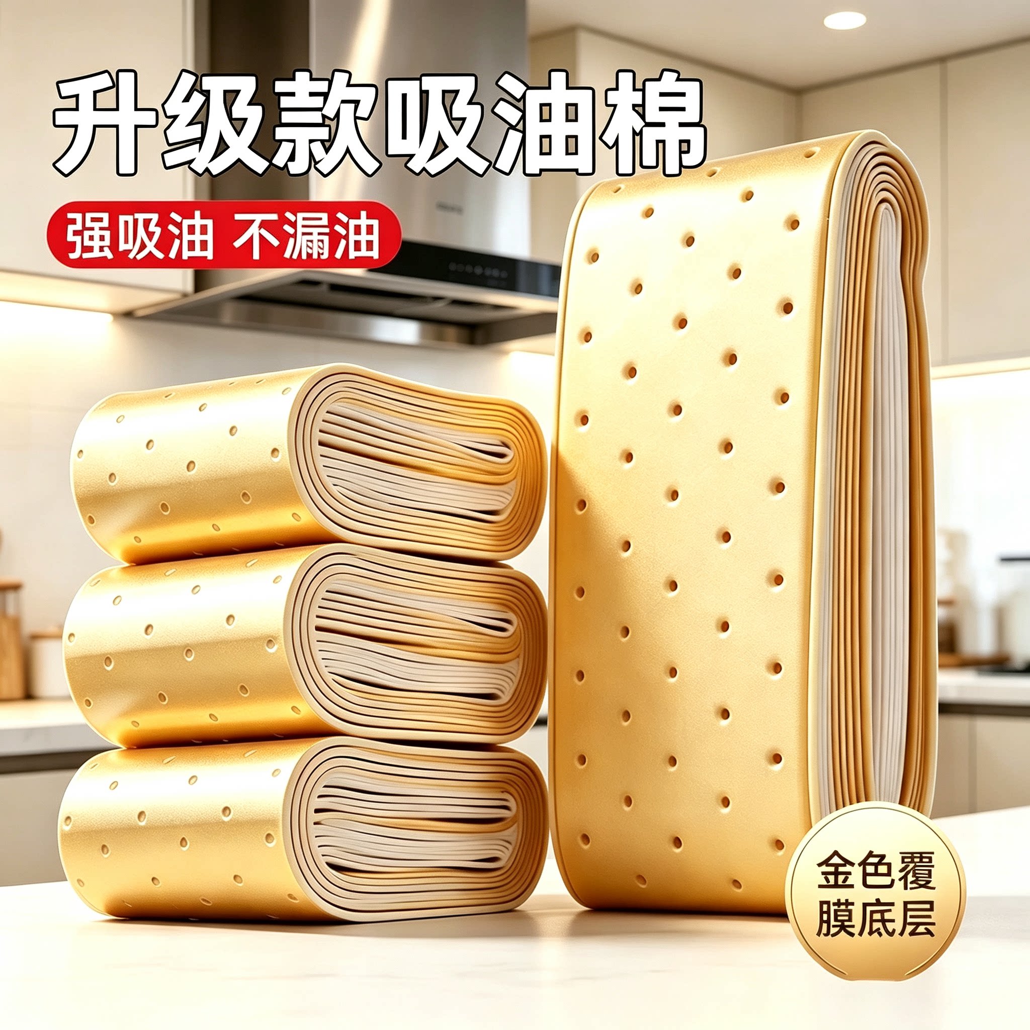 【加厚金膜吸油棉】通用抽油烟机接油槽防渗透过滤棉家用防油贴纸