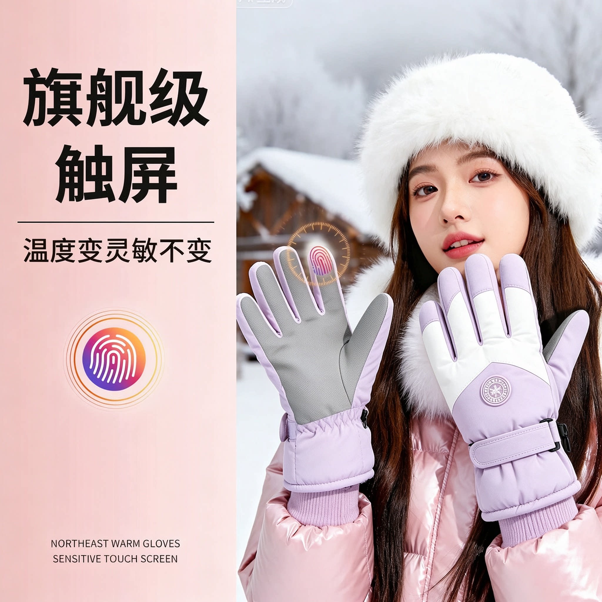 滑雪手套女冬季加绒加厚保暖棉防寒防风防水触屏摩托车骑行手套男