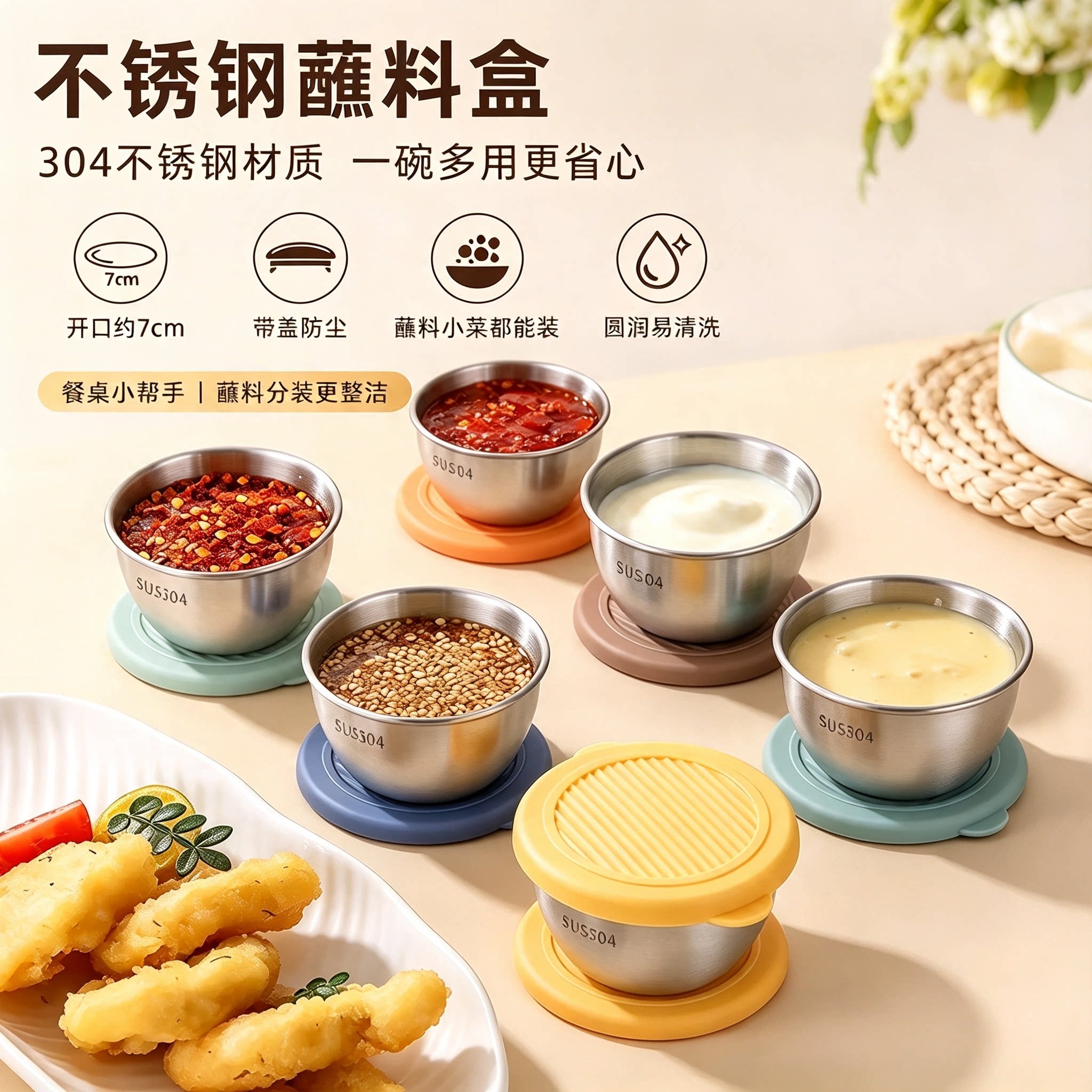 304不锈钢迷你蘸料小碗便携