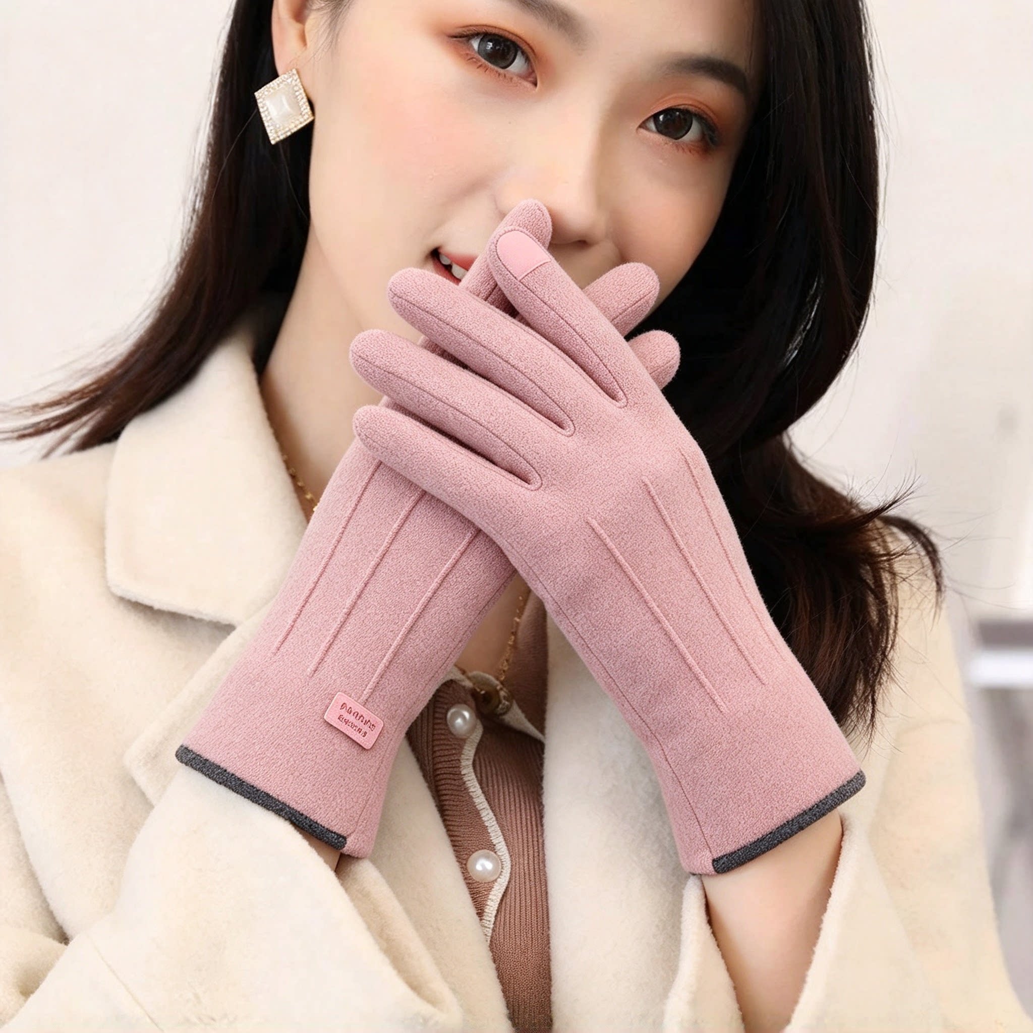冬季保暖手套女防风防寒加绒可触屏手套开车户外骑行防滑防护手套