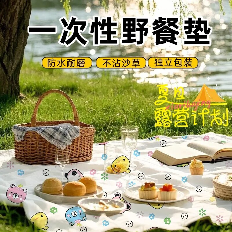 一次性野餐垫防潮户外露营野餐布加厚垫子便携沙滩垫防水地上草地