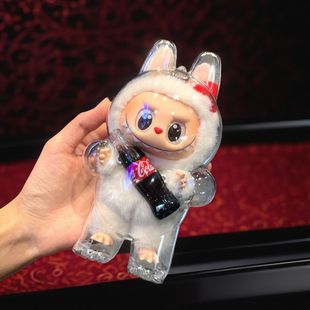 labubu拉布布高透硬壳保护套透明壳泡泡玛特心动马卡龙全包防尘罩