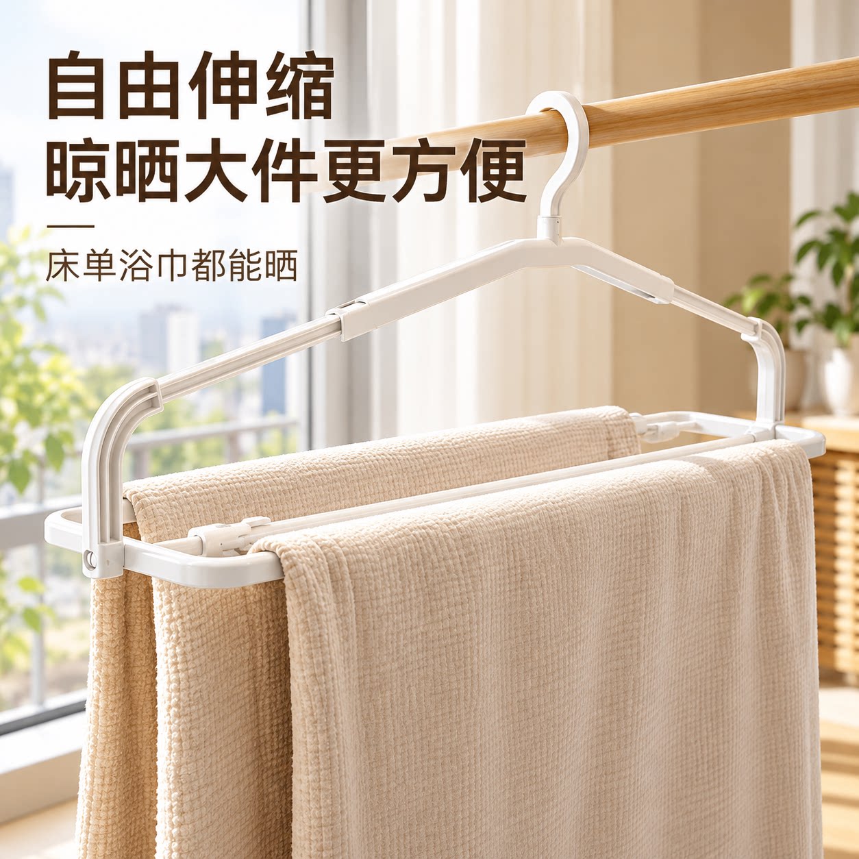 日本大衣架晒被子床单家用可伸缩
