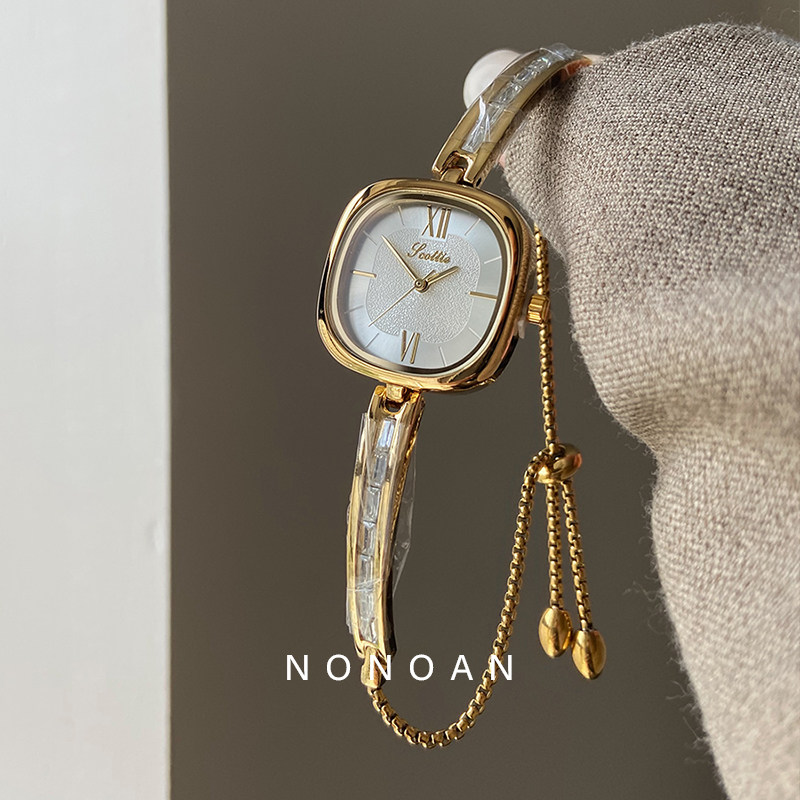 NONOAN小香风手链式手表女小众复古ins风气质简约镶钻石英腕表435