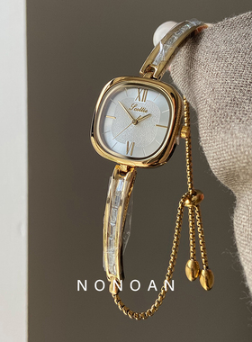NONOAN小香风手链式手表女小众复古ins风气质简约镶钻石英腕表435