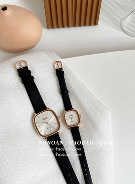 NONOAN 复古文艺ins简约防水女士韩版男士方形表情侣手表男女一对
