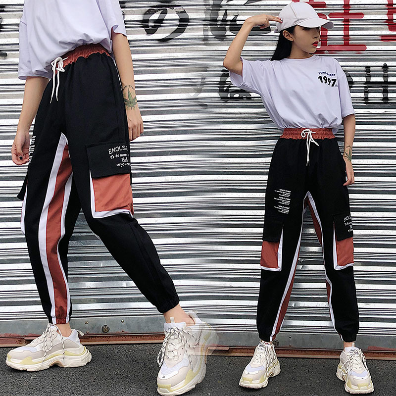 Real shot of INS national fashion overalls women's French summer boxer pants Korean loose casual pants