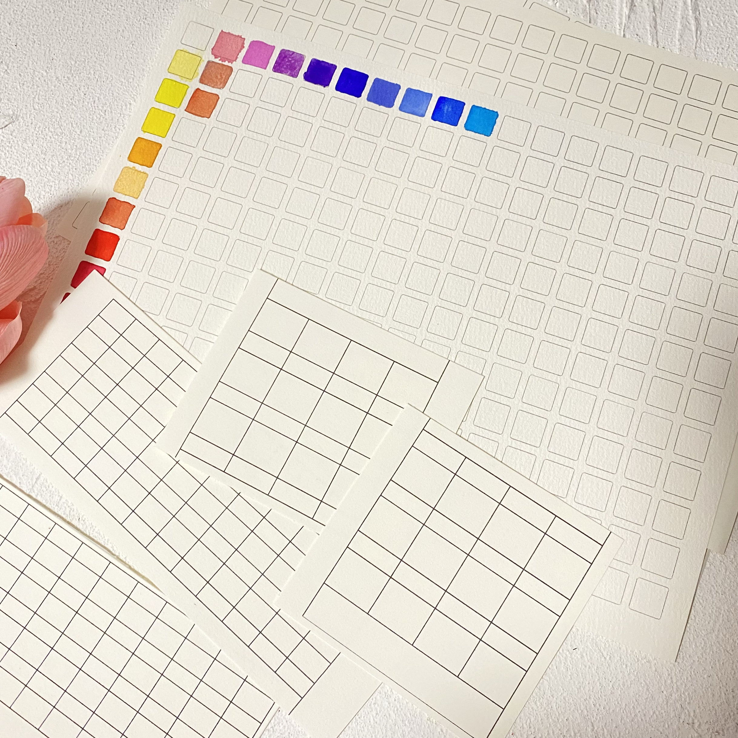 宝虹水彩纸学院中粗填色卡混色练习用空白色卡方格