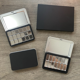 塑料磁吸颜料收纳盒便携旅行装水彩分装颜料盒pan粉十分之一收纳