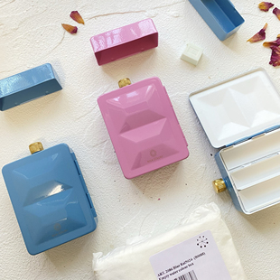 意大利NILA重搪瓷水彩颜料盒便携旅行水壶调色盘莫兰迪蓝色粉紫色