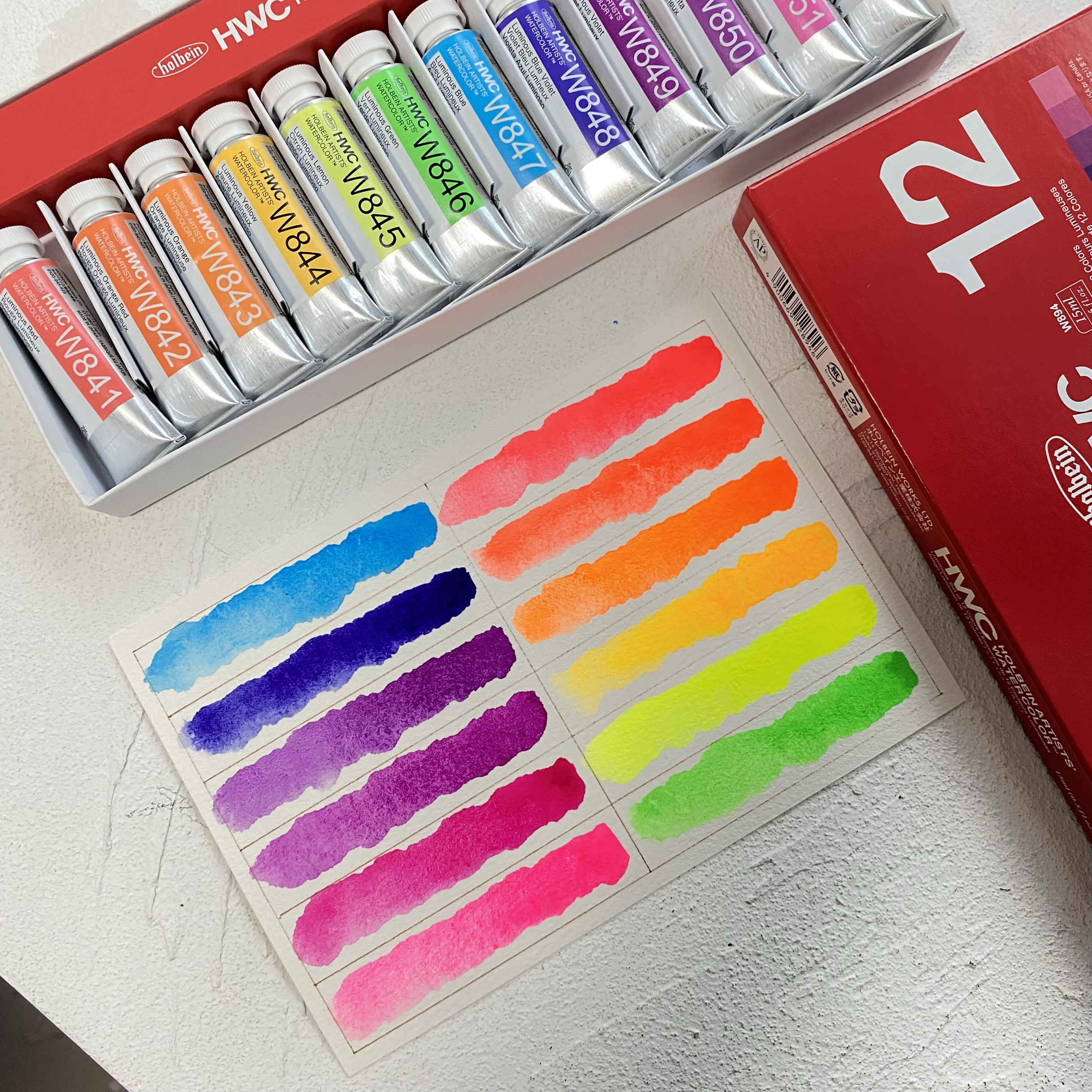 荷尔拜因艺术家透明水彩15mlHB美甲水彩荧光色12色套装自选色