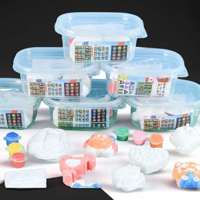 夜市地摊爆款彩绘石膏娃娃 手工填色白胚批发 亲子互动创意玩具