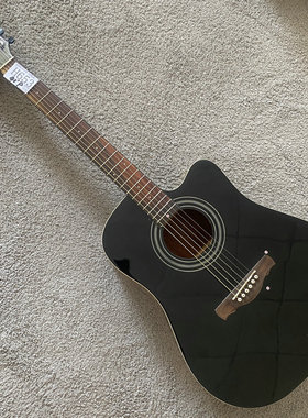 卢森ROSEN木吉他41英寸黑色20品玫瑰木 云杉木箱体民谣吉他入门款