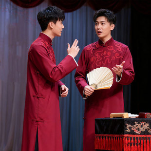 相声服民国风长衫长袍马褂唐装话剧教书先生明星同款复古演出服装