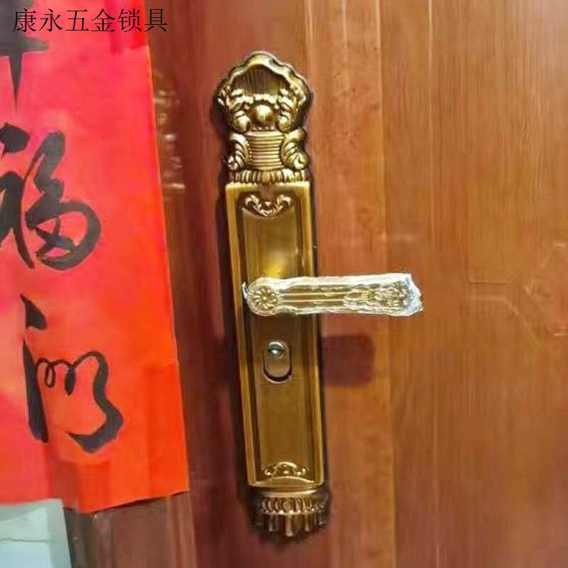 黄色门执手别墅门拉手金色把手豪华型门把手防盗门大门双活单活锁